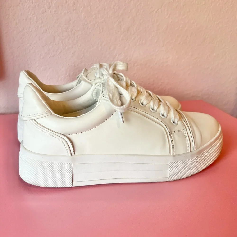 Pipping White Platform Faux Leather Sneakers